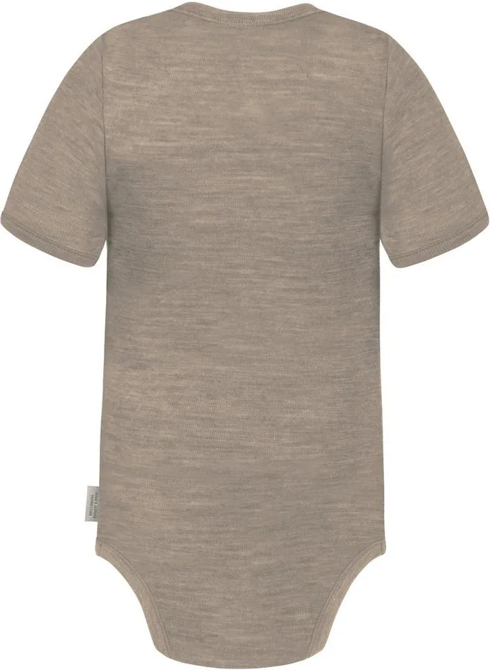 normani Kurzarmbody Baby Merino Body Kurzarm Tauranga 100 % Merino Short Sleeve Strampler- OEKO-Tex Standard 100, Beige, – Produktbild 3 von 5
