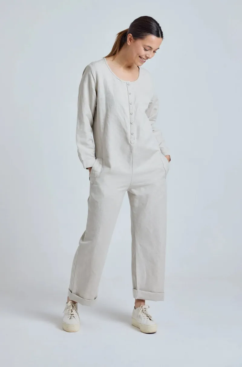 Flax and Loom Flax and Loom Damen vegan Jumpsuit Clara Natural Beige, Beige, – Produktbild 1 von 2