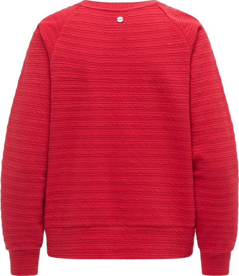 ragwear ragwear Rundhalspullover Joann Crepe Leichter Pullover mit gestreifter Prägung, Rot, – Produktbild 1 von 4