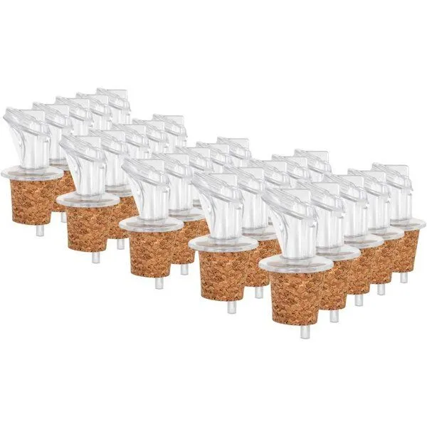 Kork-Deko Kork-Deko 25er-Pack Kunststoff-Ausgießer mit Kork-Stopfen | schmal | geeignet für Öl, Essig, Spirituosen oder Liköre – Produktbild 1 von 4
