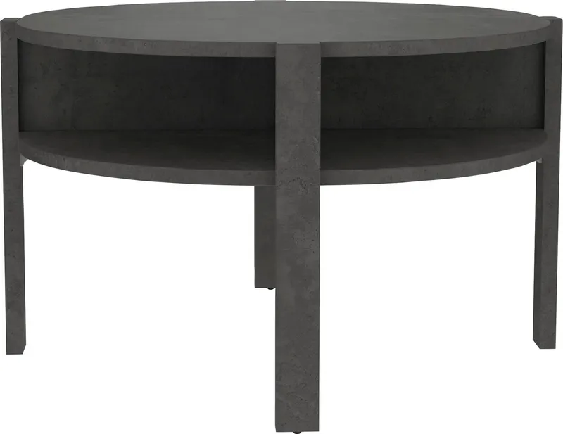 FORTE Beistelltisch Tobago, runder Couchtisch mit 4 Ablagefächern, B/H/T 74,4/45,5/74,4 cm, Durchmesser ca. 74,5 cm, Grau, – Produktbild 2 von 4