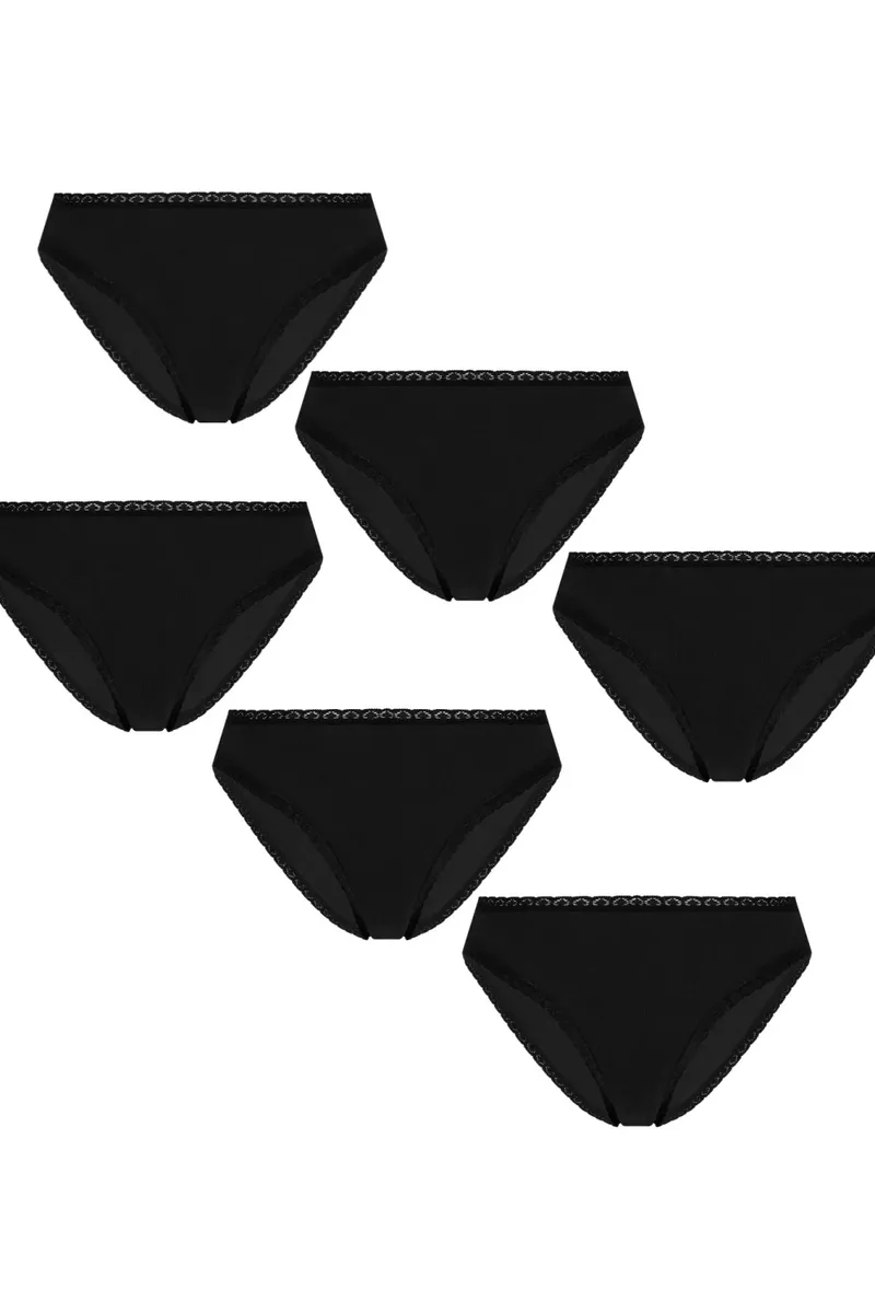 Albero Natur Albero Natur Damen vegan Multipack 6x Slips Mit Spitze, Schwarz, – Produktbild 2 von 2