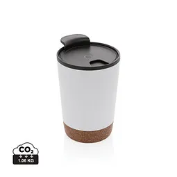 XD Collection XD COLLECTION GRS rPP Edelstahl-Kaffeebecher mit Kork, weiß – Produktbild 1 von 1