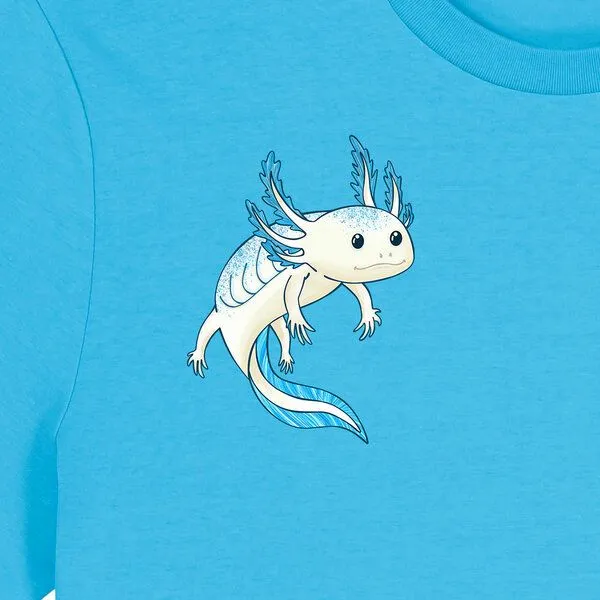 Spangeltangel Spangeltangel T-Shirt bedruckt, Axolotl, nachhaltig, Tiere, Unisex, lustig, Biobaumwolle, Türkis, – Produktbild 2 von 3
