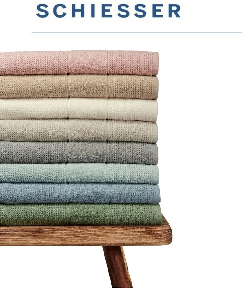 Schiesser Schiesser Handtücher Turin aus 100% Baumwolle in dezenter Reiskornoptik, Frottier (Set, 4-St), OEKO-TEX® MADE IN GREEN, Rosa, – Produktbild 5 von 5