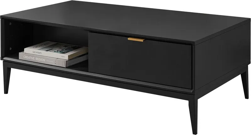 Leonique Couchtisch Lavisha, Eisengestell und FSC-zertifiziertes Holz, Breite 110 cm, Schwarz, – Produktbild 2 von 5