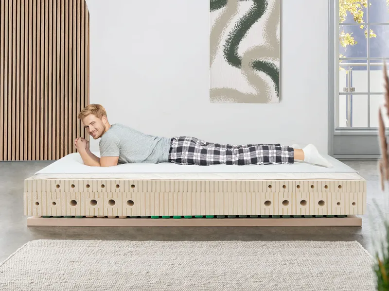 allnatura Naturlatex-Matratze "Sana-Nuvola" 90x200 cm Canapa soft Kamelhaar, Weiß, – Produktbild 2 von 2