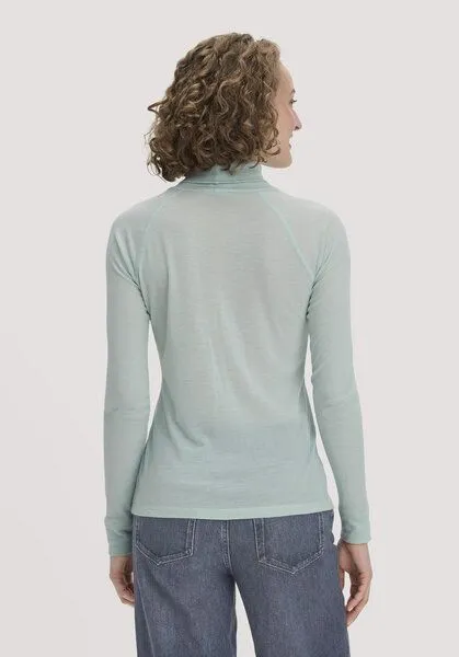 hessnatur hessnatur Longsleeve Slim aus Bio-Merinowolle und TENCEL Lyocell, Polargrün, – Produktbild 2 von 4