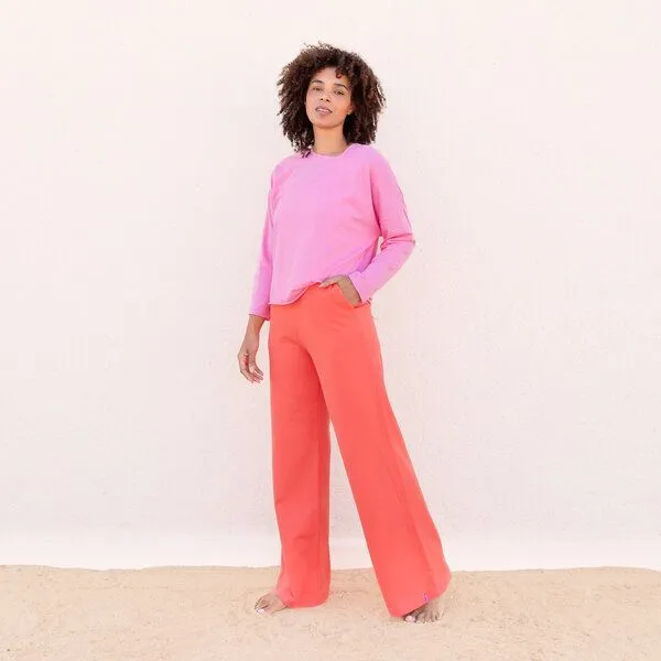 Jaya Jaya KITTY - Damen - Stylische Sweatpants aus softem French Terry mit Seitentaschen, Gummizug und etwas weiterem Beinen, Coral/ornage, – Produktbild 1 von 2