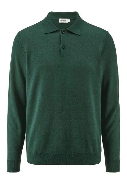 hessnatur hessnatur Strick Polo Regular aus reiner Bio-Merinowolle, Wacholdergrün, – Produktbild 3 von 4
