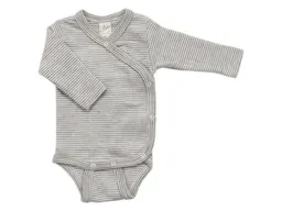 Lilano Lilano Baby Wickelbody Langarm Wolle Seide grau-geringelt Gr.62 – Produktbild 1 von 1
