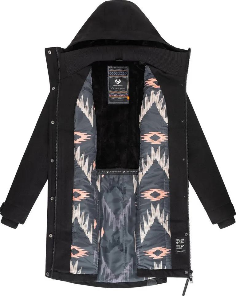 ragwear ragwear Wintermantel Jannisa Coat Klassischer Damen Kurzmantel mit Kapuze, Schwarz, – Produktbild 1 von 3