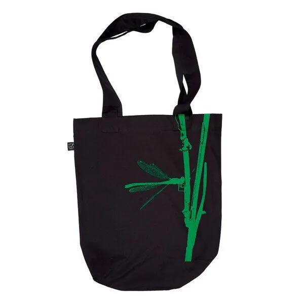 HANDGEDRUCKT HANDGEDRUCKT "Frühe Adonislibelle" Shopper aus BAUMWOLLE kbA, Rot, – Produktbild 2 von 3