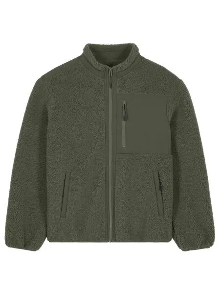 YTWOO YTWOO Relaxed- Fit Sherpajacke Unisex aus 100% Recyceltem Polyester, Khaki, – Produktbild 1 von 4