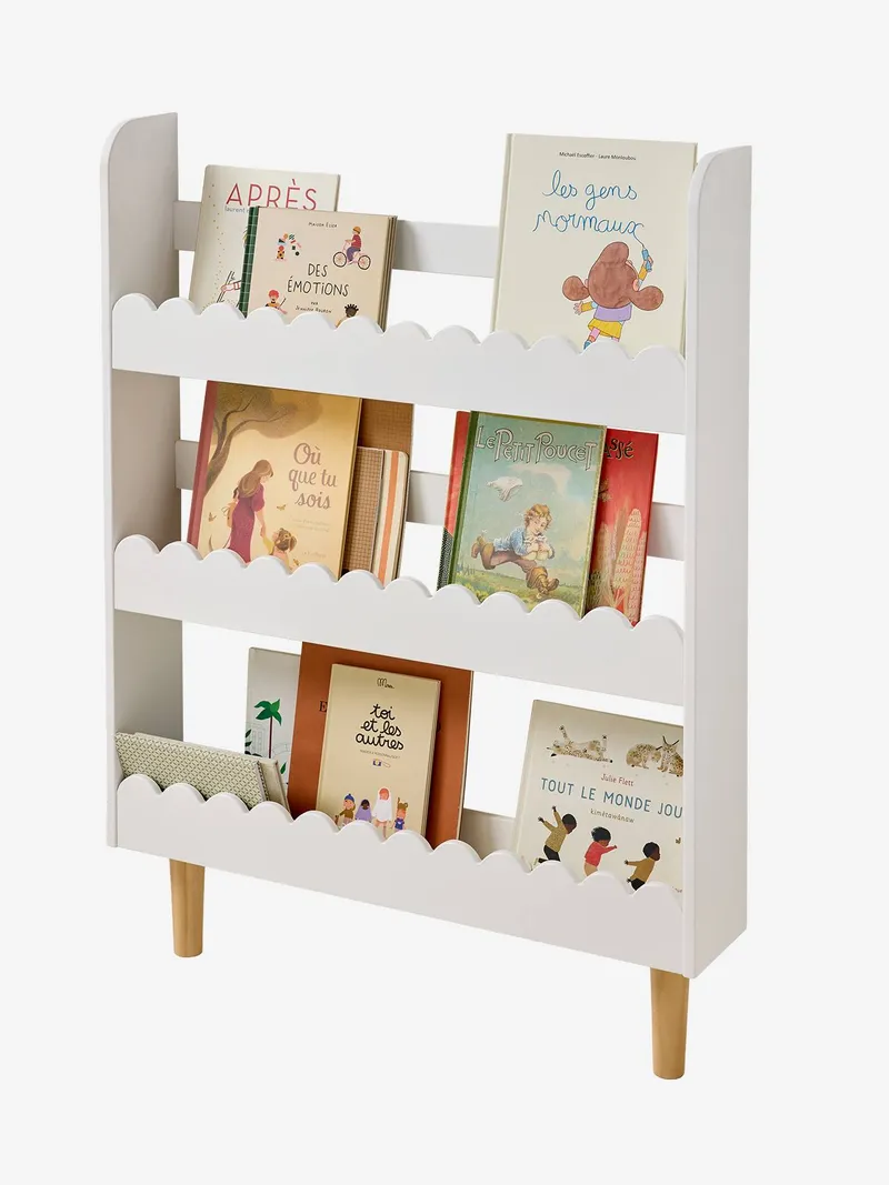 Vertbaudet Schmales Wand-Bücherregal FESTON mit Füßen, Weiß, – Produktbild 2 von 3