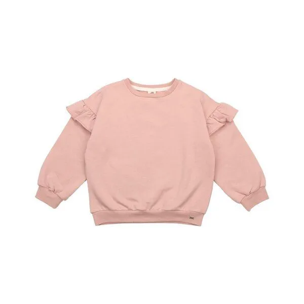 Walkiddy Walkiddy Kinder Sweatshirt GOTS-zertifiziert aus Bio-Baumwolle rosa mit Katzen-Motiv und Rüschen an den Schultern, Pink, – Produktbild 1 von 2