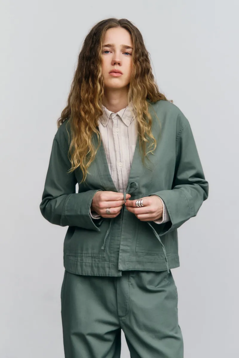 Rotholz Rotholz Damen vegan Jacke Kimono, Grün, – Produktbild 2 von 2