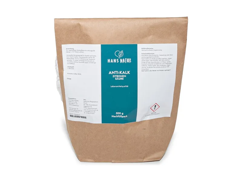 HANS NATUR Anti-Kalk (100% reine Zitronensäure) Nachfüllpack 500 g – Produktbild 1 von 2