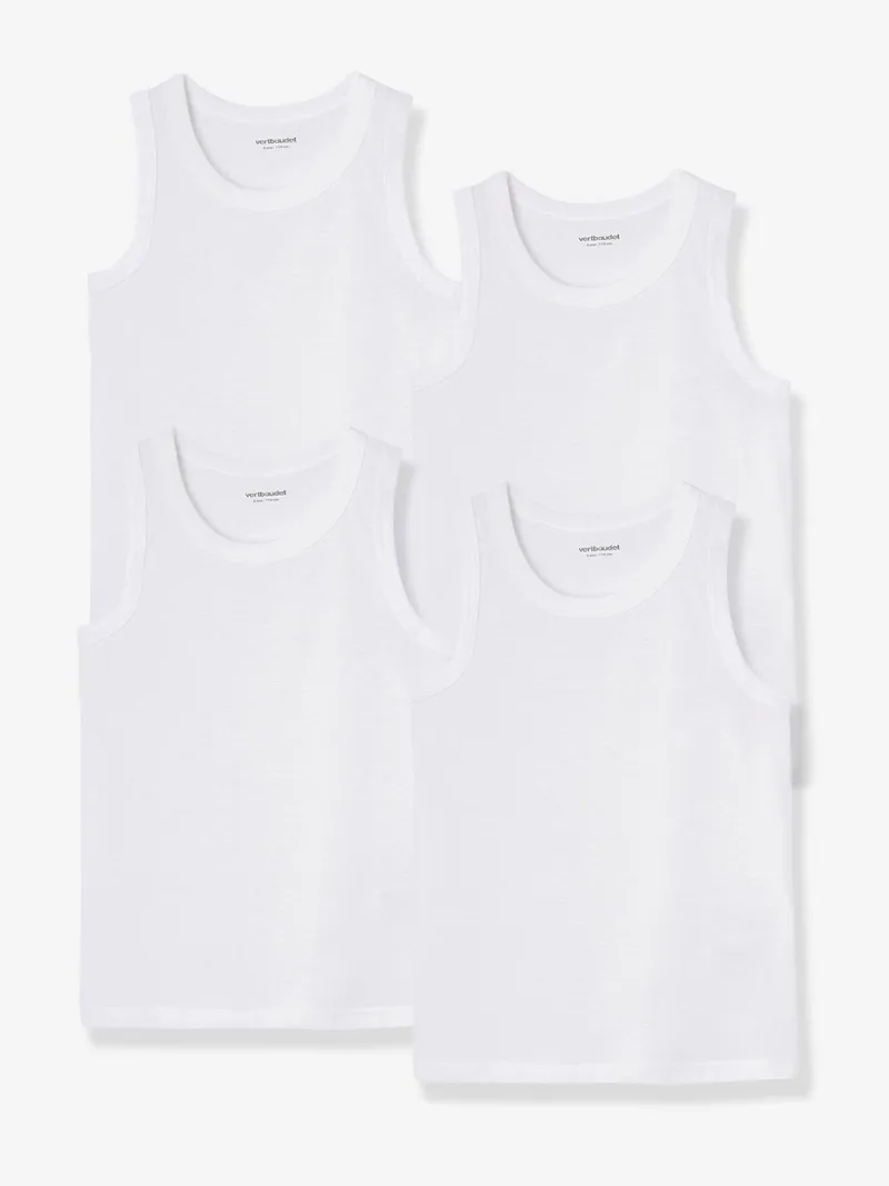 Vertbaudet 4er-Pack Trägershirts für Kinder BASIC, Weiß, – Produktbild 1 von 2