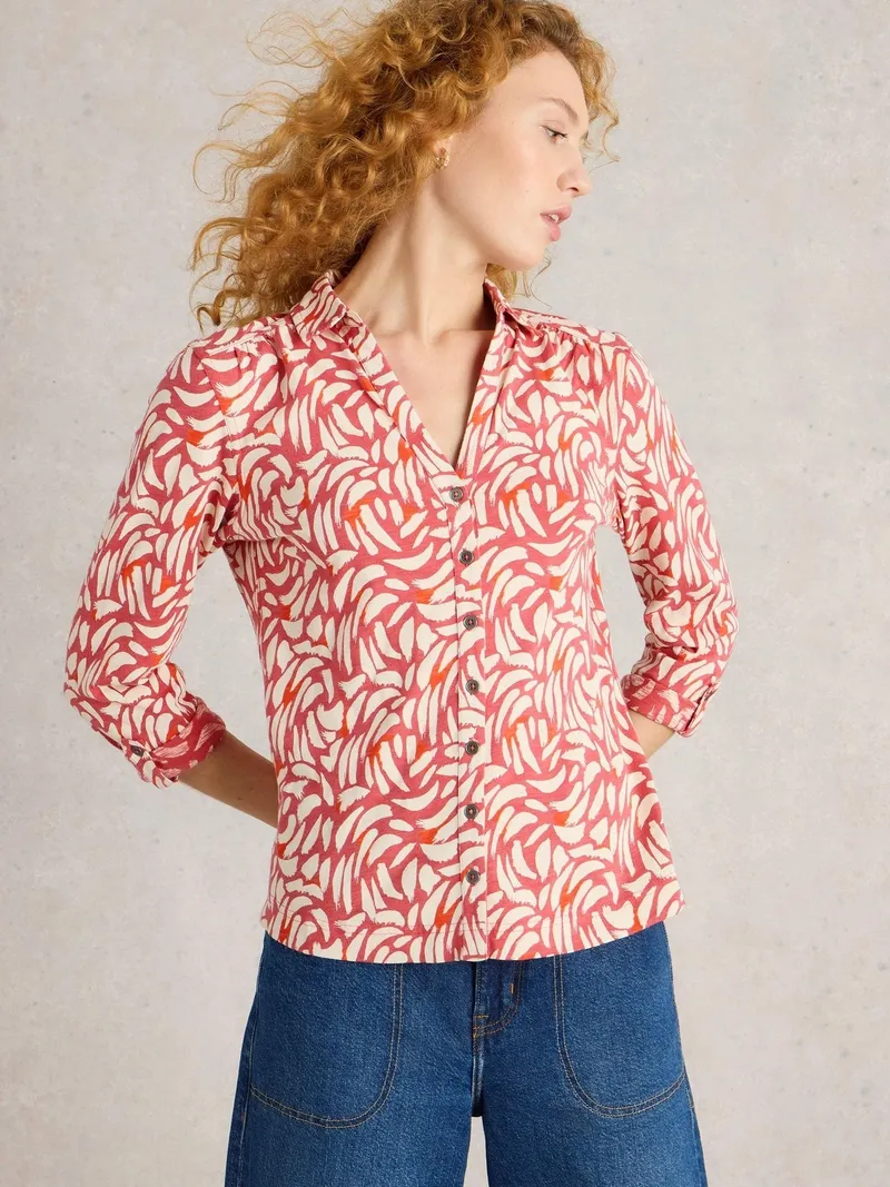 White Stuff Jerseybluse Annie - 52, Rosa multi, – Produktbild 1 von 4
