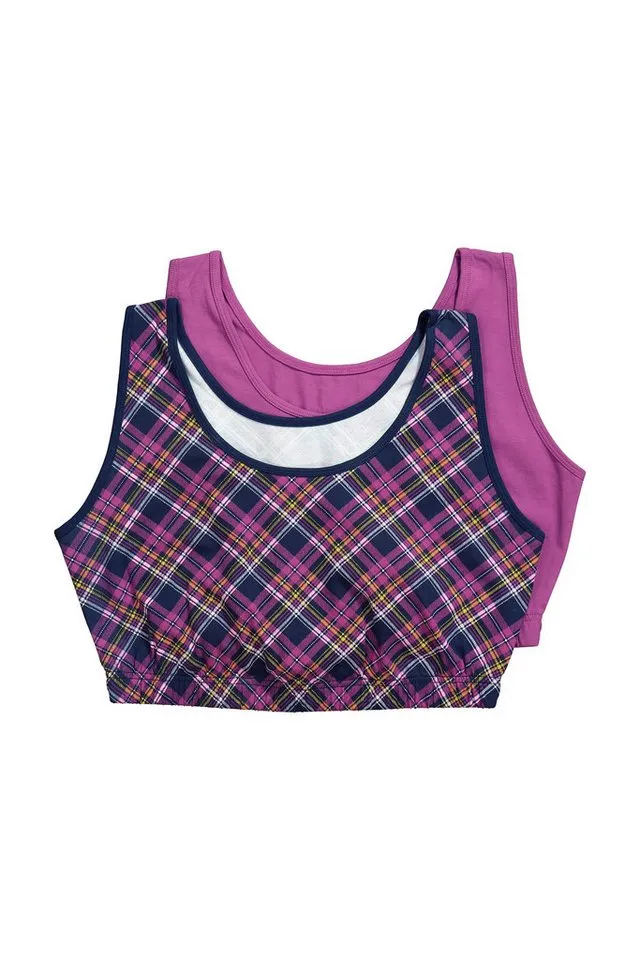 Ulla Popken Bustier Bustiers 2er-Pack einfarbig/kariert, Lila, – Produktbild 2 von 4