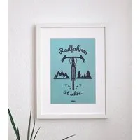 päfjes päfjes Radfahren ist schön / Gravel / Poster A4, Blau, – Produktbild 1 von 1