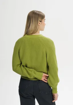MELA MELA Damen vegan Strickjacke Mit Rippmuster Bhuma Seaweed – Produktbild 1 von 1