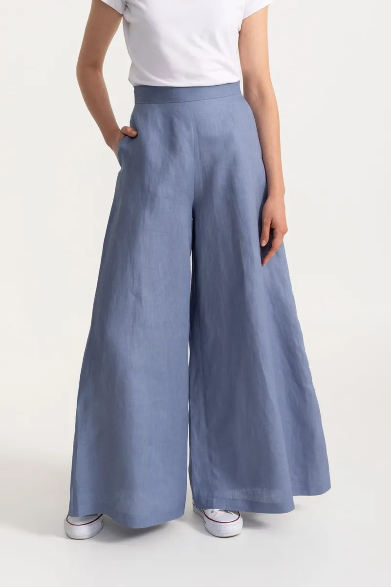 De IONESCU De IONESCU Damen vegan Hose Palazzo Leinen, Hellblau, – Produktbild 2 von 2