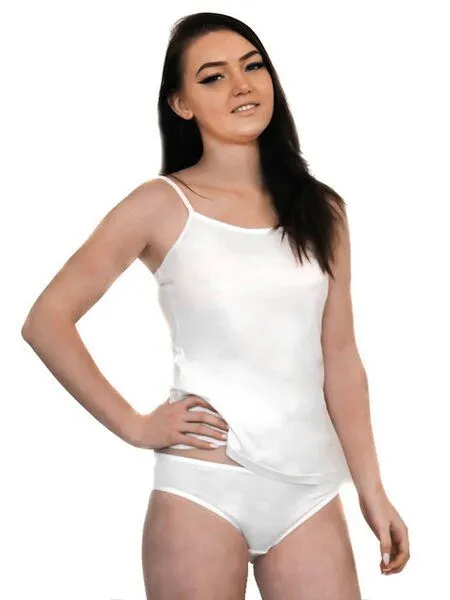 Leela Cotton Leela Cotton Damen Spaghetti Top 7 Farben Bio-Baumwolle, Naturweiß, – Produktbild 1 von 1