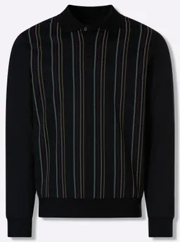 marco donati Langarm-Poloshirt schwarz-gestreift – Produktbild 1 von 1