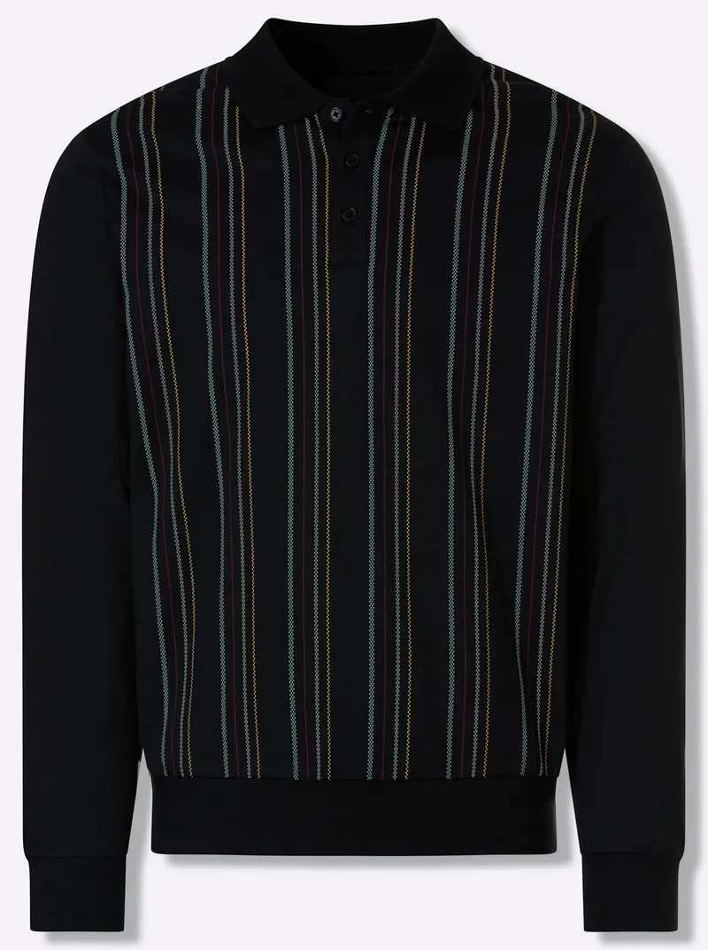marco donati Langarm-Poloshirt schwarz-gestreift, Schwarz-gestreift, – Produktbild 1 von 2