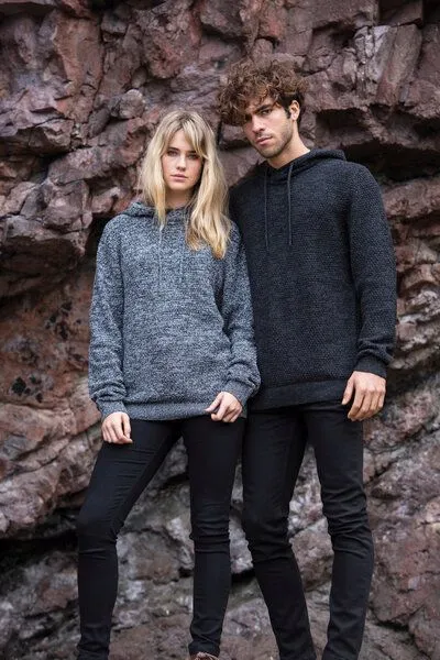 Ecologie by AWDis Ecologie by AWDis Iguazu Knitted Hoody, Navy/heather grey, – Produktbild 2 von 4