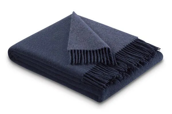 biederlack biederlack Plaid Wohndecke wunderschöne Farben Wolle-Kaschmir-Mix -jetzt in 2 Größen, Navy-denim neu 2026, – Produktbild 2 von 4