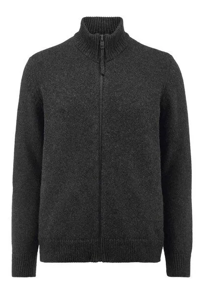 hessnatur hessnatur Strick Jacke Regular aus Bio-Merinowolle mit Bio-Baumwolle, Anthrazit, – Produktbild 3 von 4