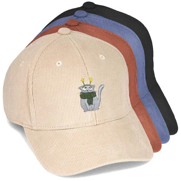 LIGARTI Bestickte Cord Cap – Babette die Winterkatze – LIGARTI Tiermanufaktur, Schwarz, – Produktbild 2 von 4
