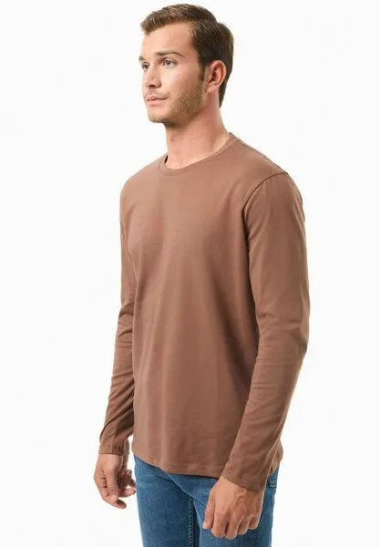 ORGANICATION ORGANICATION Langarmshirt aus Bio-Baumwolle, Cocoa brown, – Produktbild 3 von 4