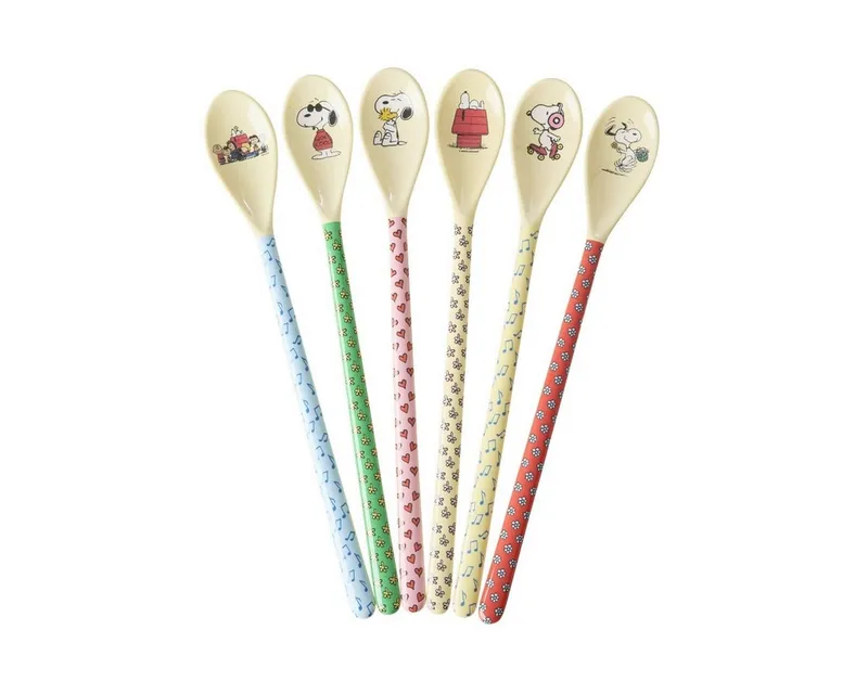RICE RICE Latte-Macchiato-Löffel Latte-Löffel Snoopy-Design, 6er-Set, extra lang, Melamin BPA-frei – Produktbild 1 von 2