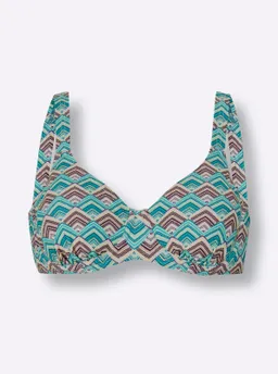 feel good Bikini-Oberteil türkis-violett-bedruckt – Produktbild 1 von 1
