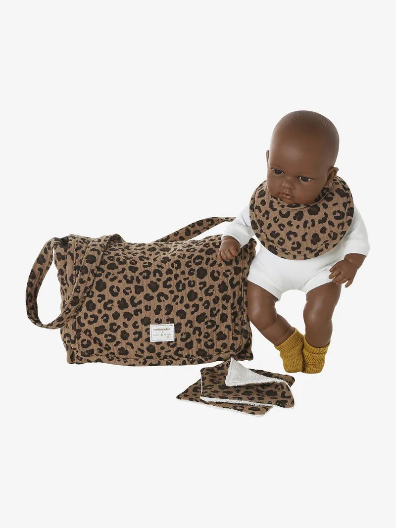 Vertbaudet Puppen-Wickeltasche mit Zubehör VERTBAUDET x ENVIE DE FRAISE Leo-Capsule, Braun, – Produktbild 4 von 4