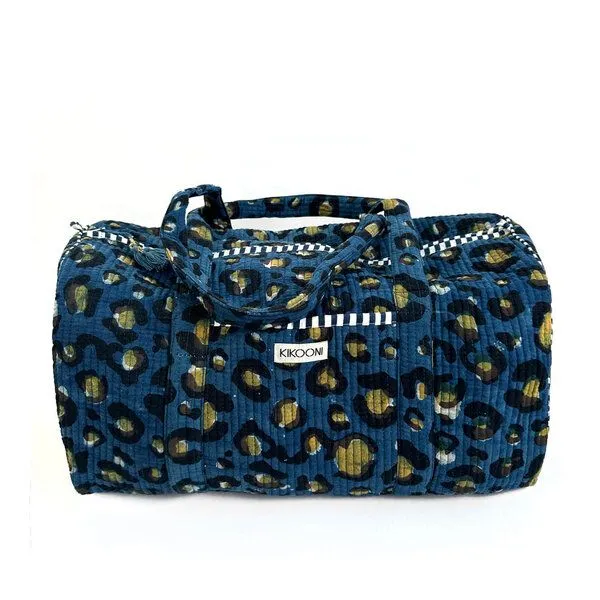 KIKOONI KIKOONI handgefertigte große Baumwolltasche "K. Shopper", Dark leo blau weiss, – Produktbild 1 von 4