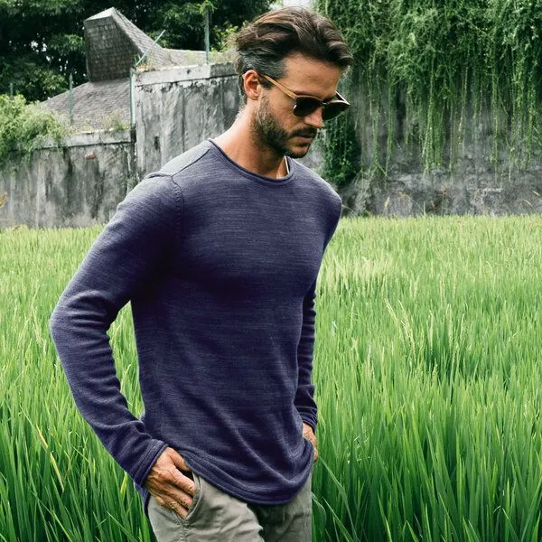 The Driftwood Tales The Driftwood Tales Basic-Strickpullover - Herren Pullover - Driftwood Tales - aus Bio-Baumwolle, Marin blau, – Produktbild 2 von 4