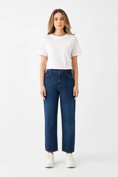 DAWN Damen Jeans Wide Straight Non-Stretch DAWN Bio-Baumwolle, Dark blue, – Produktbild 1 von 4
