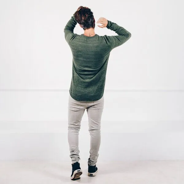 The Driftwood Tales The Driftwood Tales Basic-Strickpullover - Herren Pullover - Driftwood Tales - aus Bio-Baumwolle, Army grun, – Produktbild 4 von 4