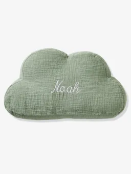 Vertbaudet Deko-Kissen WOLKE aus Musselin Bezug abnehmbar Kinderzimmer personalisierbar salbei – Produktbild 1 von 1