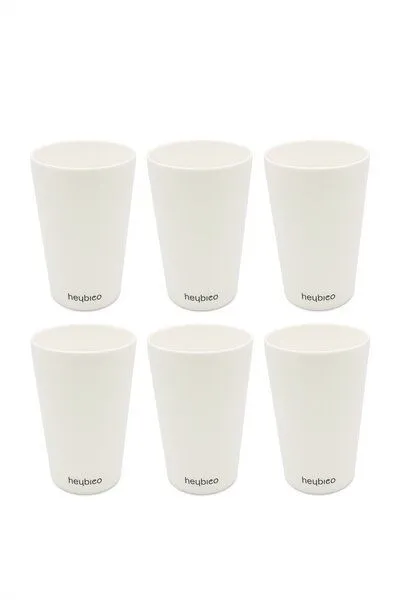 heybico heybico Mehrweg Trink-Becher aus nachwachsenden Rohstoffen 6 Stück, Weiß, – Produktbild 1 von 2