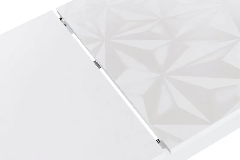 Home affaire Esstisch Prisma 137x90 cm, Esszimmertisch, ausziehbar, erweiterbar auf 185 cm, rechteckig,Tischplatte Stärke 22 mm u. mit elegantem Siebdruck, Weiß, – Produktbild 2 von 5