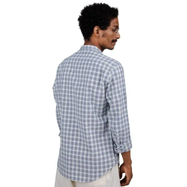 Brava Fabrics Brava Fabrics Hemd Check Regular Mao mit Stehkragen, Weiss, – Produktbild 3 von 4