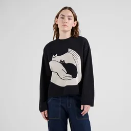 Dedicated DEDICATED Damen Strickpullover Sweater Limhamn Kittens Black – Produktbild 1 von 1