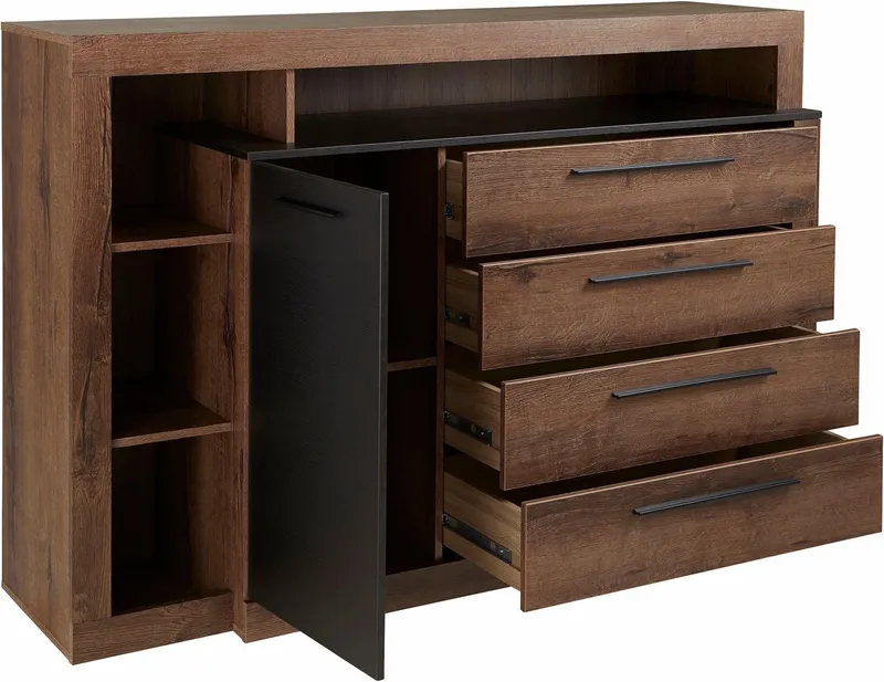 FORTE Kombikommode Bellevue, Beige|schwarz, – Produktbild 4 von 5