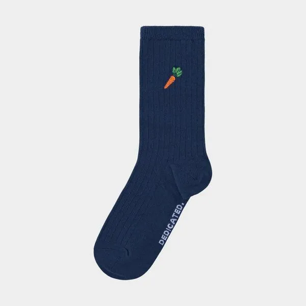 Dedicated Dedicated Knivsta Rib Socken aus Bio-Baumwolle, Karotte (blau), – Produktbild 2 von 2